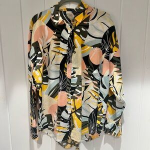 Calia Linen Button Front Tropical Shirt size 6